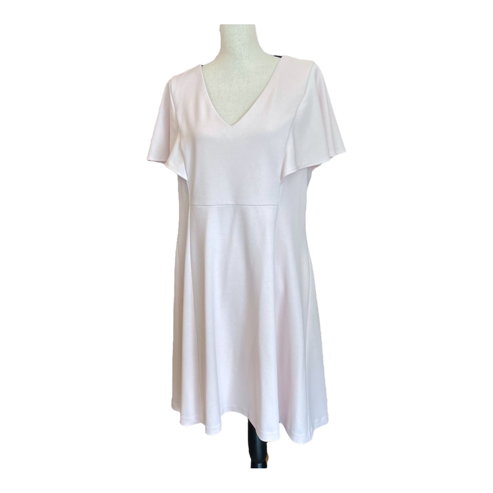 Calvin Klein Womens A-line Dress Pink Short Cape Sleeves V-neck Mini Solid 16